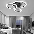 GeRRiT Modern Dimmable LED Ceiling Light Chandeliers Pendant Lamp for Living Dining Room Bedroom Kitchen Corridor Hallway with Remote Control, CL-XiaWai3-Black-1pcs