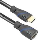 C&E CNE511412 High Speed HDMI Cable Male to Female with Ethernet (6 Feet/1.8 Meters), Supports 4K, 3D and Audio Return Black (2 Pack)