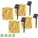 Solar String Lights, 4 Pack 55Ft 150 LED Solar Fairy Lights, 8 Modes Waterproof Outdoor Christmas Lights, Copper Wire Solar Powered Patio Lights for Garden, Tree, Home, Trees Decor (Warm White)
