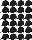 24 Pieces Blank Baseball Cap Adjustable Back Strap Plain Blank Camouflage Hat Unisex Baseball Cap for Trucker Men Women, Black, One size