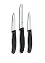 Victorinox Stainless Steel Kitchen Knife Set of 3, "Swiss Classic" - 11 cm Serrated Edge, 8 cm Straight Edge and 8 cm Serrated Edge Knives for Professional and Household Kitchen, Black, Swiss Made