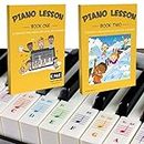 Color Piano and Keyboard Stickers and Complete Color Note Piano Music Lesson and Guide Book 1 and Book 2 for Kids and Beginners; Designed and Printed in USA