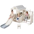 Ikkle kids Toddler Slide & Swing Set 6 in 1, Playground Climber Slide Playset w/ Fairy House Plastic in Gray | 45.7 H x 81.9 W x 68.1 D in | Wayfair