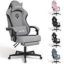 SITMOD Gaming Chair with Footrest-Computer Ergonomic Video Game Chair-Backrest and Seat Height Adjustable Swivel Task Chair for Adults with Lumbar Support(Gray)-Fabric
