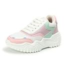 Denill Casual Sneaker Shoes with Ultra Soft Cushion Lightweight Lace-Up Shoes for Women's & Girl's (Pink) UK-4