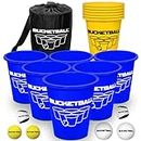 BucketBall | Team Color Edition | Combo Pack (Navy Blue/Yellow): Original Yard Pong Game: Best Camping, Beach, Lawn, Outdoor, Family, Adult, Tailgate, Jumbo, Giant Game