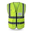 HYCOPROT Reflective Safety Vest, High Visibility Mesh Breathable Workwear with Pockets and Zipper, Meets ANSI/ISEA Standards (XXL, Yellow)
