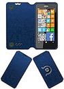 ACM Designer Rotating Flip Flap Case Compatible with Nokia Lumia 630 Mobile Stand Cover Blue