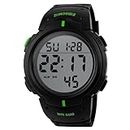 Digital Watch, Mens Digital Watch with LED Backlight,5ATM Waterproof Outdoor Sports Watch with Light/Alarm/Date/Shockproof/Chronograph, PU Strap,Black