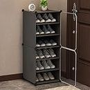 Zemic Shoe Rack DIY Portable Shoe Rack Organizer/Multi-Purpose Shelf Storage Cabinet Stand Expandable for Heels, Boots, Slippers Plastic Portable and Folding Shoe Rack (6-Shelf, Grey)
