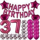 ZSNWGZ Sweet 37th Birthday Decorations Party Supplies,Burgundy Number 37 Balloons,37th Foil Mylar Balloons Latex Balloon Decoration,Great 37th Birthday Gifts for Girls,Women,Men,Photo Props