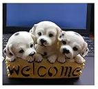 AFTERSTITCH Welcome Dog Showpiece Statue for Door Entrance Decoration House Warming Gifts for New Home Latest Kitchen Living Room Decor Items Stylish(Resin, White)