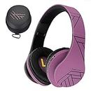 PowerLocus Bluetooth Over-Ear Headphones, Wireless Stereo Foldable Headphones Wireless and Wired Headsets with Built-in Mic, Micro SD/TF, FM for iPhone/Samsung/iPad/PC (Black/Purple)