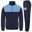 Manchester City FC Official Gift Mens Jacket & Pants Tracksuit Set Navy Large