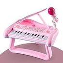 ZMZS First Birthday Toddler Piano Toys for 2 3 Year Old Girls, Baby Musical Keyboard 22 Keys Kids Age 18+ Months Play Instrument with Microphone