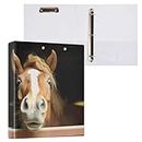 xigua Funny Horse A4 Ring Binders, A4 Folders 3 Ring Binder to Hold 200 Sheets, D Ring Binders with Clipboard for Home Office Supplies 2 Pack