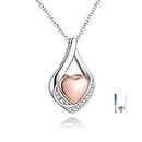 ACJFA Cremation Jewelry 925 Sterling Silver Teardrop Urn Necklace for Ashes Heart Shape Memorial Keepsake Pendant for Human Ashes for Women Gift