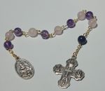 Amethyst & Rose Quartz Beads St Lucy Single Decade Rosary Patron of Eye Diseases