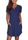 Mini Cute Dresses for Women,Women's Summer Casual Dresses Juniors Shirts Wish List Medium Navy Blue Beach Dress