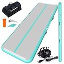 CHAMPIONPLUS 10ft 13ft 16ft 20ft Tumble Track Tumbling Mat Inflatable Gymnastics Air Mat 4/8 inches Thickness for Home Training Cheerleading Yoga with Electric Air Pump Mint Green 10'x3.3'x4''