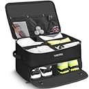 2 Layer Golf Trunk Organizer, Waterproof Car Golf Locker with Separate Ventilated Compartment for 2 Pair Shoes, Durable Golf Trunk Storage with 5 Dividers for Balls, Tees, Clothes, Gloves, Accessories