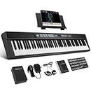 Fesley Piano Keyboard 88 Keys, Full Size Electric Piano Keyboard for Beginners, 88 Key Keyboard with 88 Tones 55 Demo Songs, Portable Electric Piano with Sustain Pedal, Headphones, FEP100, Black
