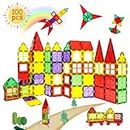 LUCKLING 100pcs Magnetic Building Blocks,Magnetic Tiles Toys For 3 4 5 6 7 8 9 10 Year Old Boys And Girls Gifts,Large Magnets Tiles,Learning Educational Toys The Best Presents For Kids