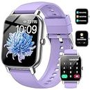 Nerunsa Smartwatch für Damen Herren, 1,85 Zoll Touchscreen Smart Watch mit Anrufe, IP68 Wasserdicht Fitnessuhr mit Herzfrequenzmonitor Schlafmonitor Schrittzähler, Sportuhr für iOS Android, Lilac