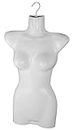 1 x Torso Weiblich - 70 cm Damentorso aus Kunststoff - Oberkörper Halbplastik in Farbe weiß - Mannequin Büste - Halbschale Damenbody - Büstenform - Schaufensterpuppe mit Haken - 1 Stück Dekotorso