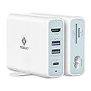 USB C Hub Charger 65W, E EGOWAY 6 in 1 USB 3.0 Hub Docking Station GaN Adapter with 2 USB 3.0 Ports, 4K HDMI Port, SD/TF Card Reader for MacBook Pro Air, iPhone and More