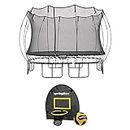 Springfree Trampoline Kids Outdoor Large Square 11-Foot Trampoline with Enclosure and Outdoor Jumping Basketball Game FlexrHoop Accessory, Black