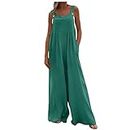 Womens Loose Fit Overalls Summer Sleeveless Baggy Jumpsuits Wide Leg Bib Pants Fashion Casual Jumpsuit with Pockets