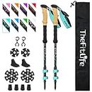 TheFitLife Carbon Fibre Trekking Poles - Collapsible and Telescopic Walking Poles, 2-Pack, Ultra Light, Extendable, Best Walking Sticks for Traveling Camping Hiking Mountaineering(Cyan)