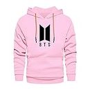 FASHION AND YOUTH Men's Fleece Hooded Neck Hoodie (Hood1-DO-BTS-P-XL_Pink_XL)