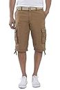 UNIONBAY Men's Big and Tall Cordova Belted Messenger Cargo Short, Field, 52