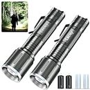 LETMY LED Flashlight 2 Pack - Super Bright 3000 Lumens Tactical Flashlights High Lumens - Zoomable, 5 Modes Flash Light, Waterproof Powerful Flashlights for Home, Emergency, Camping, and Outdoor