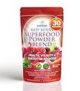 Red Berry Superfood Powder Blend - Evanmore Super Complete Reds Mix Vegan & Vegetarian Friendly Smoothie Juice Health Vitality Booster Supplement - 150g / 30 Servings - Natural Gluten Free Megablend