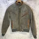 American Eagle Leather Jacket Quilt Lined Suede Gray Mens 40