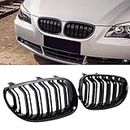DEKEWEI E60 Grille,Front Kidney Grill Grille Compatible with 2004-2009 5 Series E60 E61 M5 (Double Slats Gloss Black Grills, 2pcs)