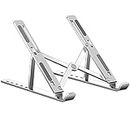 PC SQUARE Laptop Tabletop Stand/ Computer Tablet Stand 6 Angles Adjustable Aluminum Ergonomic Foldable Portable Desktop Holder Compatible with MacBook, HP, Dell, Lenovo & All Other Notebook (Silver)