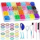 28 Colors Rubber Bands with 7 Hair Styling Tools, 1500 Pcs Colorful Elastic Ties Small Rubber Bands Baby Toddler Ties for Girls Hair Accessories Christmas Gifts