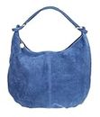 Girly Handbags Bolsa de hombro del cuero genuino del Hobo Suede italiana (Mezclilla)