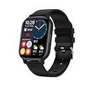 Smartwatch with Call Receive/Dial 1.83'' HD Full Touchscreen Fitness Tracker Step Calorie Counter Blood Pressure Heart Rate Monitor Sleep Monitoring for Android and iOS Phones (Black)