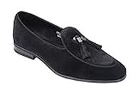 Men's Velvet Tassel Loafers Shoes Black