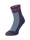 Sealskinz Waterproof Warm Weather Ankle Length Sock with Hydrostop Calzini, Blu Navy/Grigio/Rosso, XL Unisex-Adulto