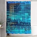 Starojun Bathroom Shower Curtain Script Internet Programming Code Abstract Technology Electronic Text Coding Language HTML Software Decorative Bath Curtain Water Proof with Hooks 72x78 Inch