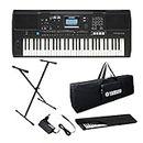 Yamaha PSR-E473, 61-Keys Digital Portable Touch Sensitive Keyboard With Gig Bag; Stand; Dust Cover & Power Adapter Combo Pack
