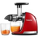 AMZCHEF Juicer Machines - Cold Press Slow Juicer -Masticating Juicer whole Fruit and Vegetable - Delicate Chew No Need to Filter - BPA Free Juice Extractor with 2 Cups and Brush - Red
