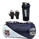 JAIS BOY - we made for young generation Men's FCM Sports Leather Gym Bag Gloves and Spider Black Shake Fitness Kit Accessories Combo