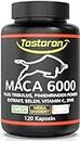 Tostoron MACA 6000 - MACH DICH BOSS mit dem TURBO-LADER® der Maca Kapseln - 120 Kapseln hochdosiert - Tribulus, Pinienrindenextrakt, Vitamin C, Selen, Zink + Laborcheck - 1 Dose (1x100g) dein Antrieb!